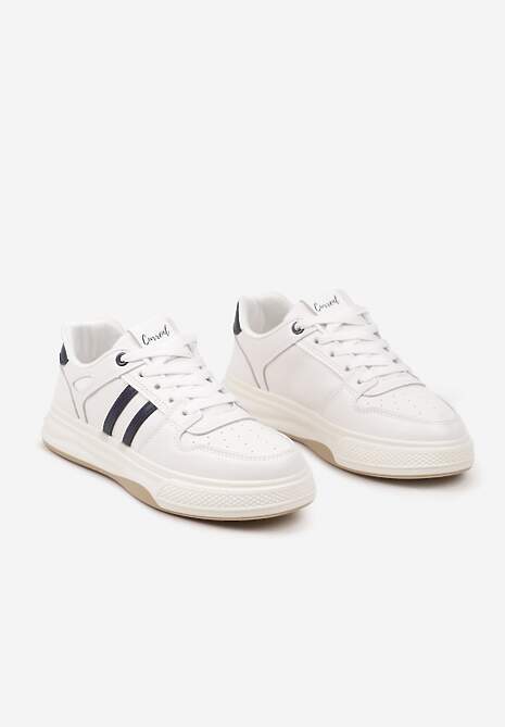 Biało-Niebieskie Płaskie Sneakersy Wykończone Paskami Walleria 5