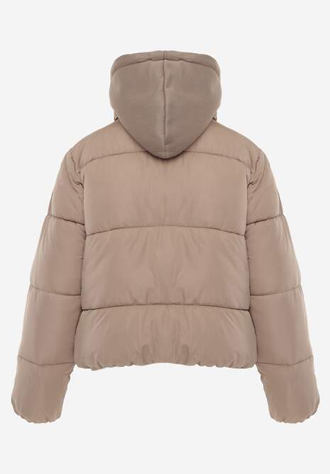 Jasnobeżowa Kurtka Pikowana Wykończona Kapturem Aviatoria 7