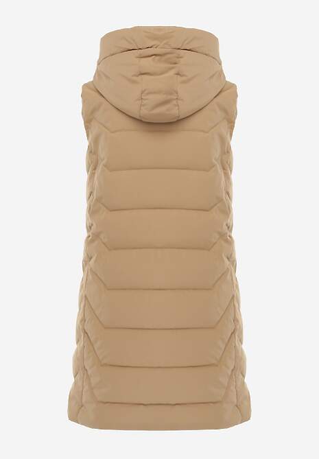 Jasnobeżowa Kamizelka Pikowana Zapinana na Suwak Ozdobiona Kapturem i Sznurkami Finaria 7
