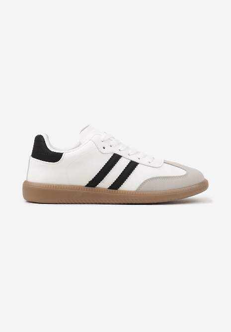 Biało-Czarne Casualowe Sneakersy na Płaskiej Podeszwie z Paskami Jereria 4