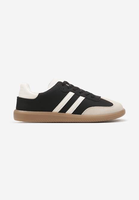 Czarne Casualowe Sneakersy na Płaskiej Podeszwie z Paskami Jereria 4