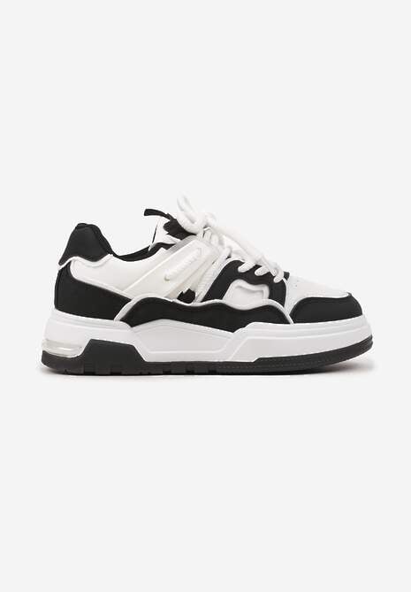 Czarne Sznurowane Sneakersy na Płaskiej Podeszwie Eviline 4