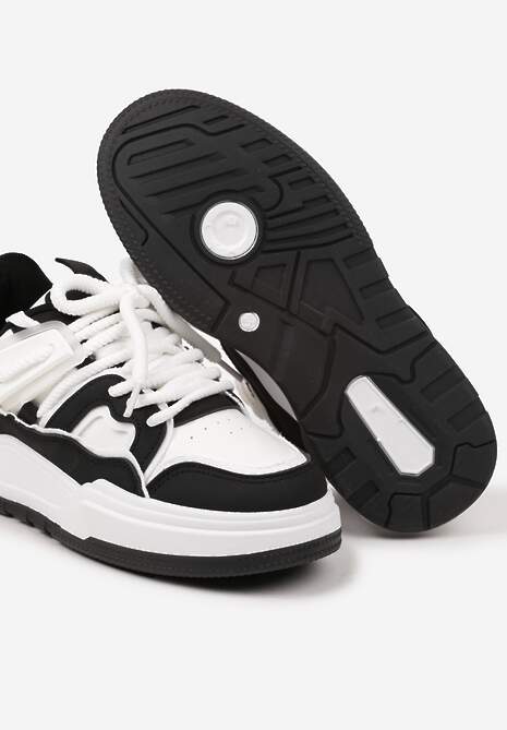 Czarne Sznurowane Sneakersy na Płaskiej Podeszwie Eviline 6