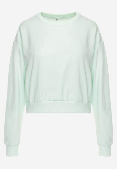 Miętowa Bluza z Bawełną ze Ściągaczami przy Rękawach i w Pasie Alberia 6