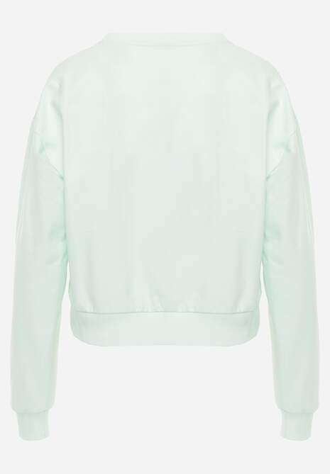 Miętowa Bluza z Bawełną ze Ściągaczami przy Rękawach i w Pasie Alberia 7