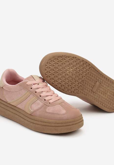 Różowe Sneakersy na Platformie Ozdobione Geometrycznym Motywem Nevmira 6