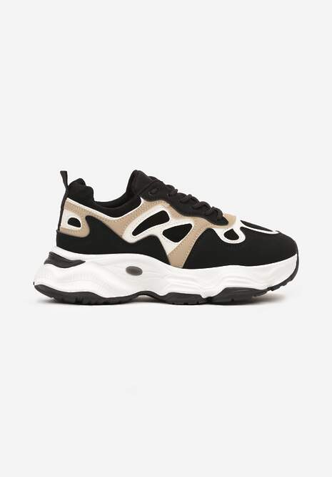 Czarne Casualowe Sneakersy na Platformie z Geometrycznym Motywem Mevalise 4