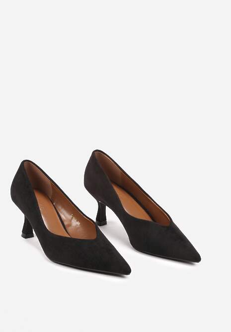 Czarne Czółenka na Obcasie Stiletto z Ekozamszu Felonda 5