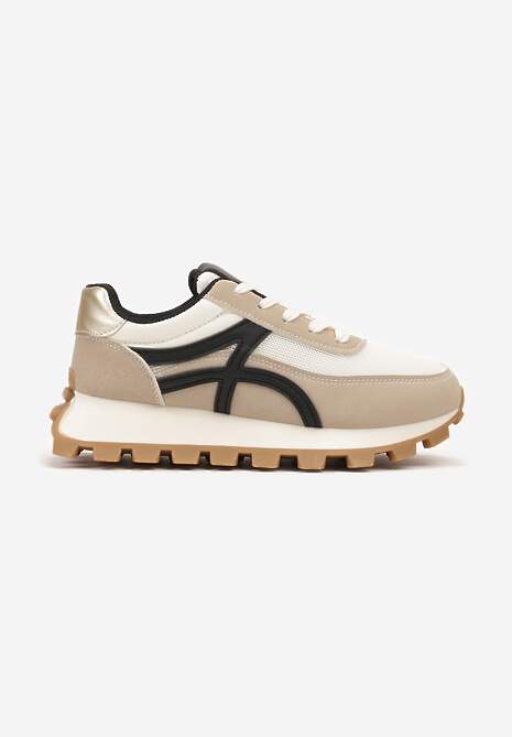 Ciemnobeżowe Sneakersy z Szerokim Bieżnikiem i Sznurowaniem Timatara 4