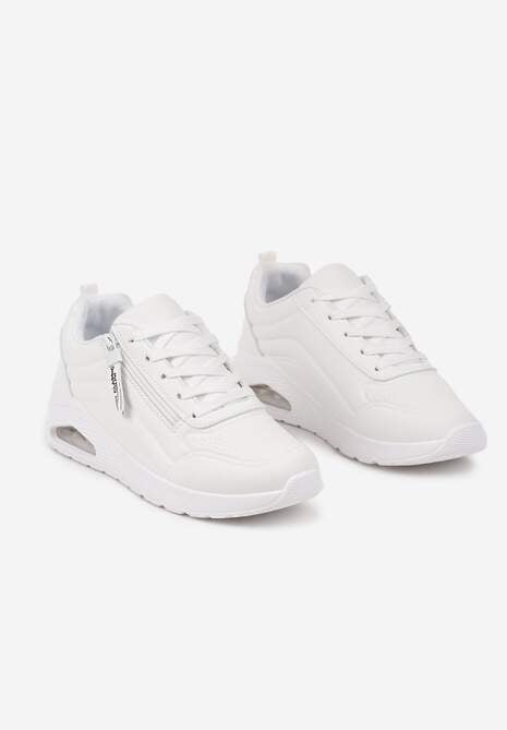 Białe Sneakersy na Platformie z Przezroczystą Wstawką i Suwakiem z Napisami Valentinae 5