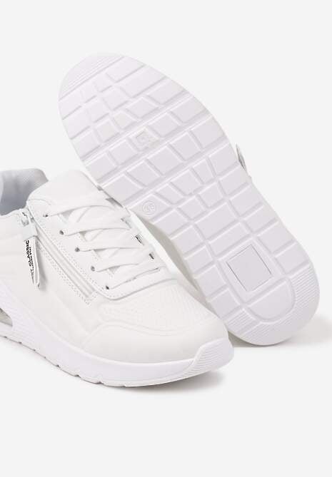 Białe Sneakersy na Platformie z Przezroczystą Wstawką i Suwakiem z Napisami Valentinae 6