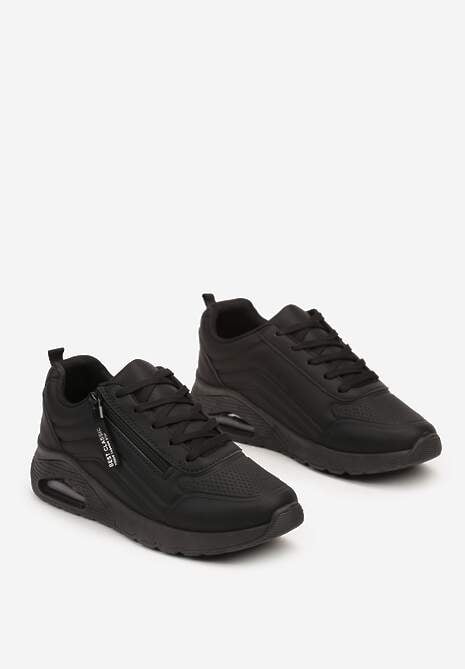 Czarne Sneakersy na Platformie z Przezroczystą Wstawką i Suwakiem z Napisami Valentinae 5