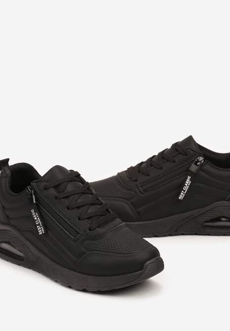 Czarne Sneakersy na Platformie z Przezroczystą Wstawką i Suwakiem z Napisami Valentinae 6