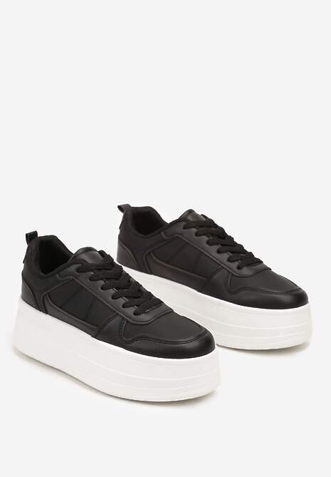 Czarne Sneakersy na Wysokiej Platformie Revanisa 5