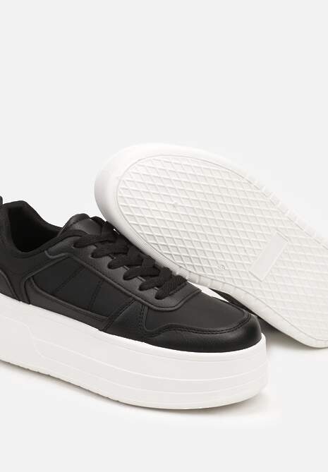 Czarne Sneakersy na Wysokiej Platformie Revanisa 6