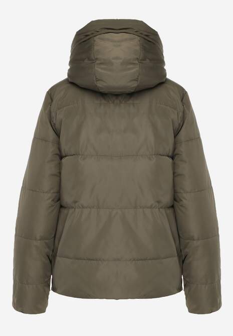 Ciemnozielona Pikowana Kurtka Dwustronna z Kapturem Ozdobiona Suwakami Nevetila 7