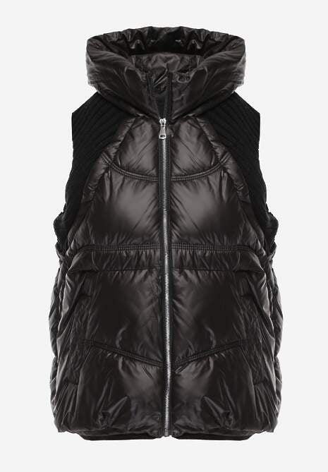 Czarna Kamizelka z Kapturem Wykończona Ściągaczami Timamar 6