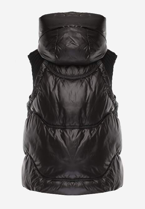 Czarna Kamizelka z Kapturem Wykończona Ściągaczami Timamar 7