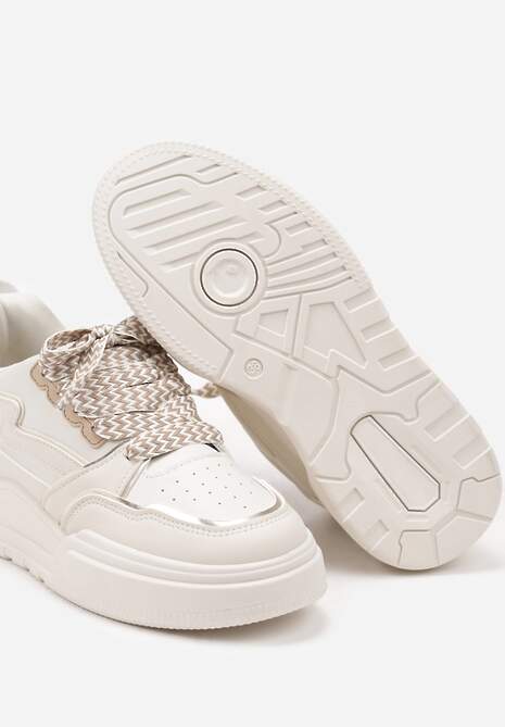 Beżowe Sneakersy z Przeszyciami i Grubą Podeszwą Berinela 6
