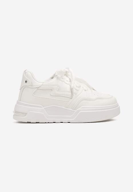 Białe Sneakersy z Przeszyciami i Grubą Podeszwą Berinela 4