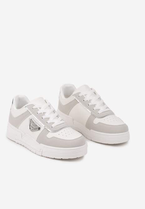 Białe Sneakersy na Platformie z Cyrkoniową Aplikacją Rexania 5