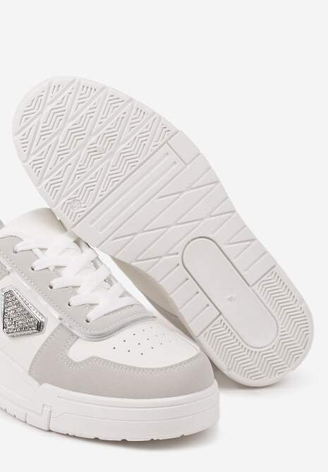 Białe Sneakersy na Platformie z Cyrkoniową Aplikacją Rexania 6