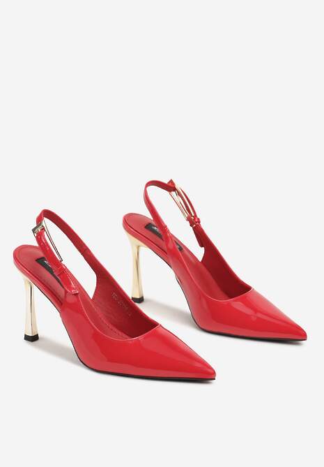 Czerwone Szpilki Slingback z Metalicznym Obcasem Arrtilla 5