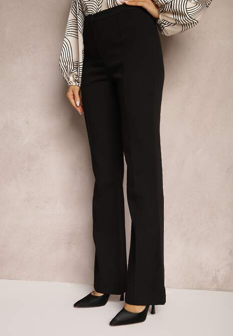 Czarne Garniturowe Spodnie High Waist Dzwony Irithaela 4
