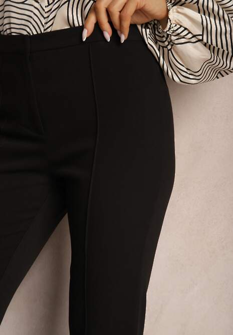 Czarne Garniturowe Spodnie High Waist Dzwony Irithaela 5