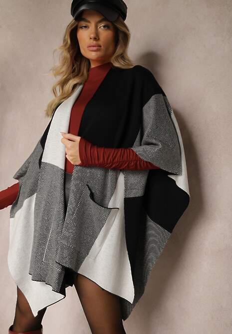 Poncho Verideth Negru cu gri 4