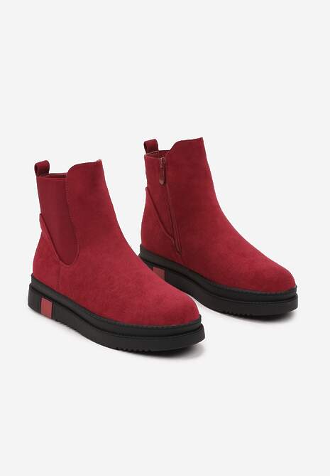 Bordowe Botki Typu Sztyblety z Kolorową Wstawką w Podeszwie Teralise 5