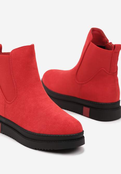 Czerwone Botki Typu Sztyblety z Kolorową Wstawką w Podeszwie Teralise 6