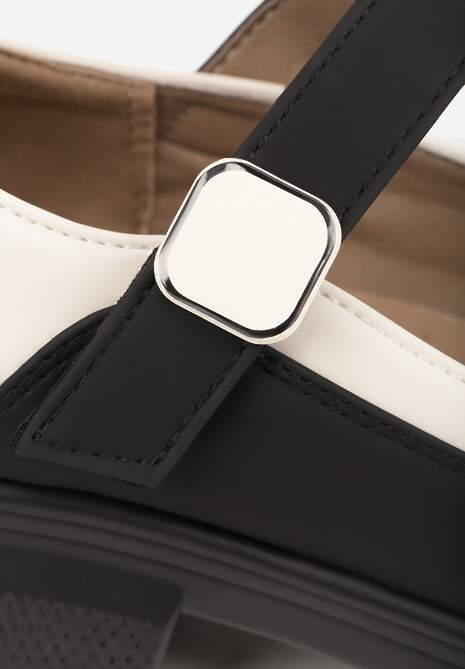 Beżowe Półbuty na Grubej Podeszwie z Zapięciem na Rzep Benilda 6