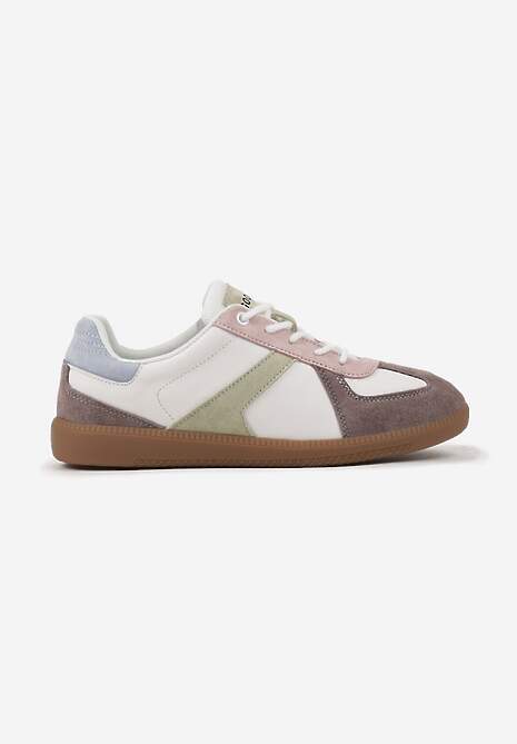Brązowo-Białe Sneakersy ze Skóry Naturalnej na Płaskiej Podeszwie z Ozdobnymi Przeszyciami Verima 4