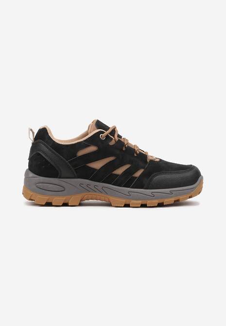 Czarne Trekkingowe Buty Sportowe Sneakersy z Kontrastowymi Przeszyciami Zailese 4
