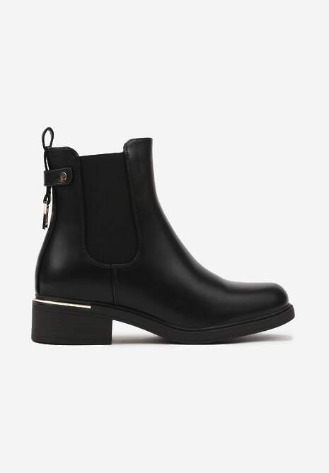 Czarne Eleganckie Botki w Stylu Sztybletów z Ozdobnymi Detalami Nairiel 4