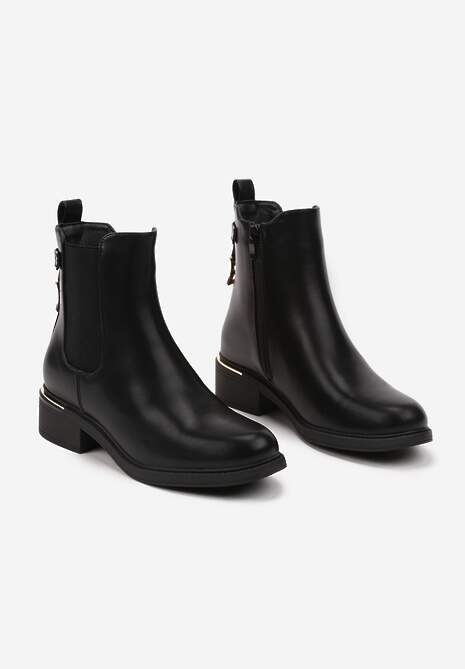 Czarne Eleganckie Botki w Stylu Sztybletów z Ozdobnymi Detalami Nairiel 5