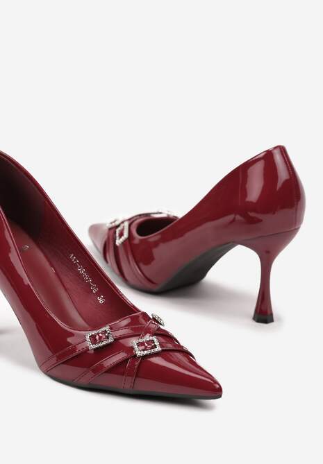 Pantofi stiletto Betirya Bordo cu roșu 6