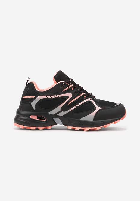 Czarno-Różowe Buty Sportowe Sneakersy na Płaskiej Podeszwie ze Sznurowaniem i Geometrycznym Wzorem Raivi 4