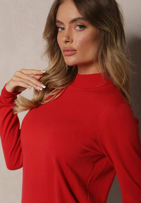 Czerwony Sweter Klasyczny z Dodatkiem Wiskozy Nerisoa 5