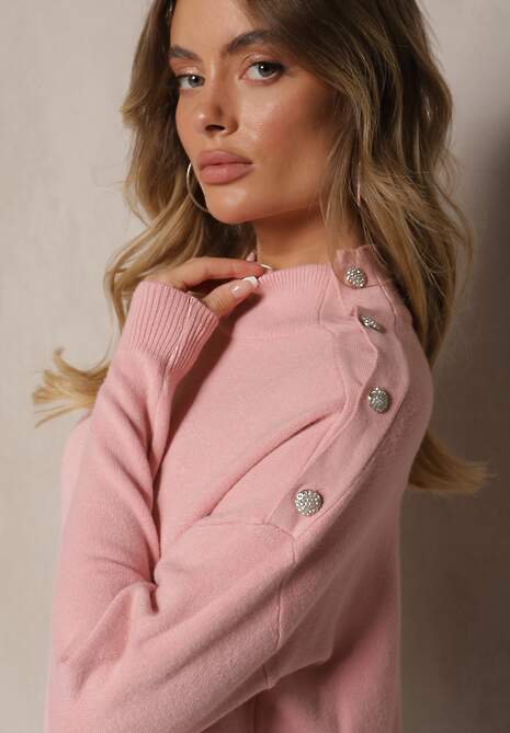 Pulover pe gât Maririna Roz deschis 5