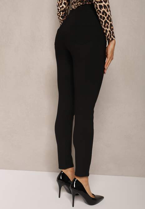 Czarne Spodnie High Waist z Dopasowanymi Nogawkami i Eleganckimi Guzikami Ciaselle 4