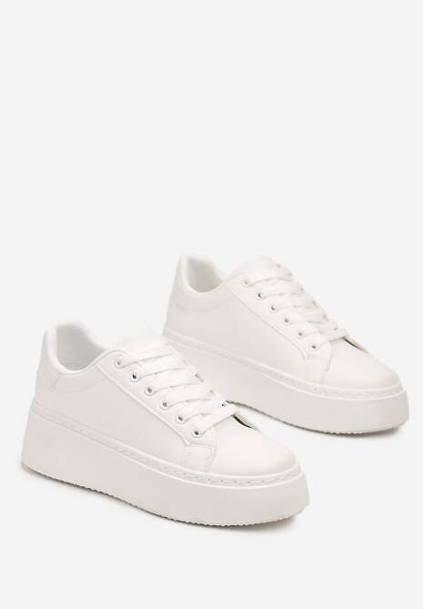 Białe Basicowe Sneakersy na Grubej Podeszwie Lirelisa 5