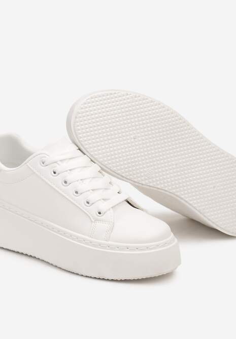 Białe Basicowe Sneakersy na Grubej Podeszwie Lirelisa 6