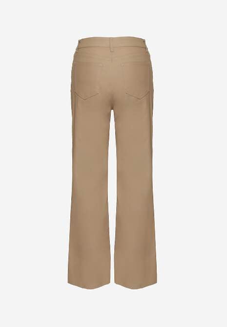 Beżowe Spodnie Woskowane o Szerokim Kroju High Waist Sezila 7