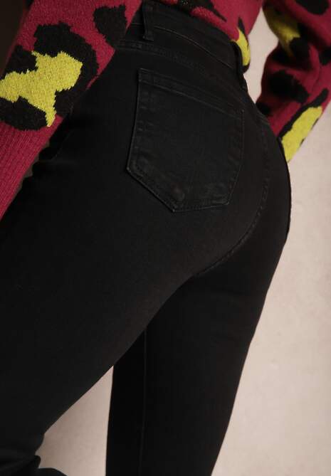Czarne Casualowe Jeansy Dzwony High Waist Seziola 5