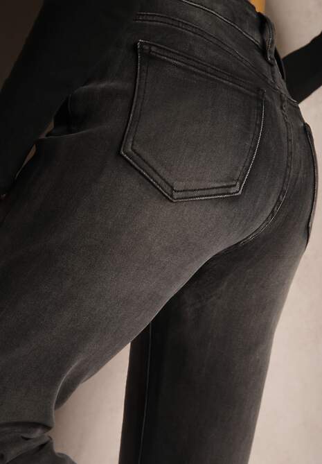 Szare Jeansy Mom Fit High Waist z Prostymi Nogawkami Liavonne 5