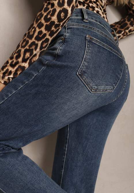 Niebieskie Klasyczne Jeansy High Waist z Prostymi Nogawkami Erilae 5