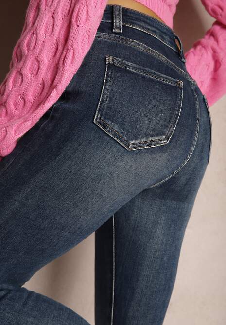 Niebieskie Dopasowane Jeansy Skinny High Waist Taivira 5