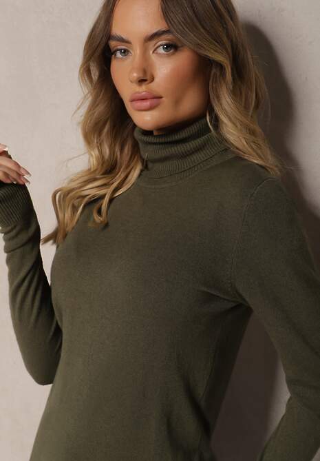 Pulover pe gât Zaivanna Verde închis 5